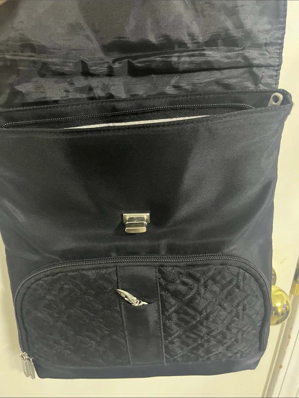 Men’s Black Messenger Bag with Secure Carabiner Accent